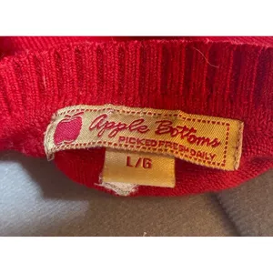 Apple Bottoms Red Sweater One Shoulder Acrylic Wool Blend Large Y2K Logo Stripe thumbnail 7