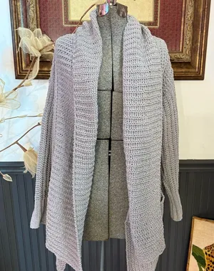 POL Gray Open-Front Chunky Knit Chenille Cardigan ~ Size Small 💛🍄 thumbnail 1
