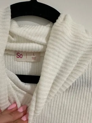White Ribbed Knit Turtleneck Tank Top Size L thumbnail 3