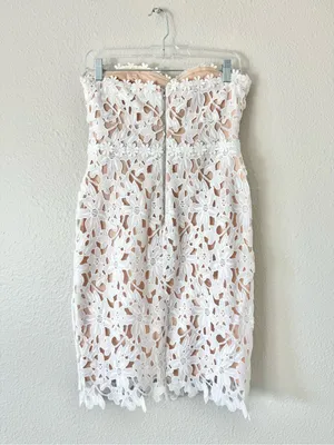 Lulu's Key to My Heart White Lace Strapless Bodycon Dress Size Small thumbnail 3