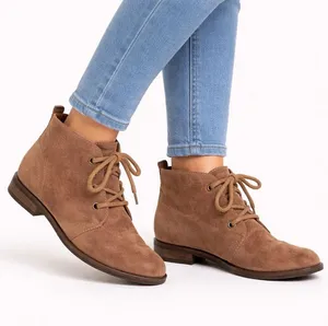 Women’s Lace-Up Suede Ankle Boots in Brown thumbnail 1