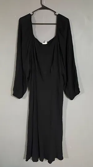 Ava & Viv Black Scoop Neck Off Shoulder 3/4 Sleeve MIDI Dress Size XXL NWT thumbnail 1