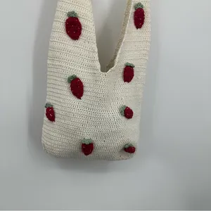 Strawberry Crochet Cross Body Bag Boho Fairycore thumbnail 2