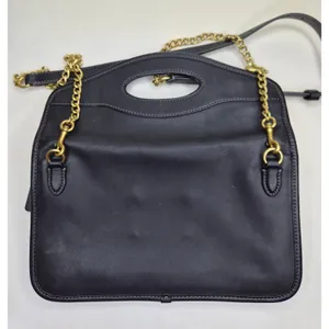 ​Coach CA359 Cut Out Handle Clutch Crossbody Bag Black Leather Removable Chain thumbnail 10