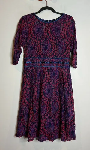 🔆 Miusol Amazon red and blue lacy cocktail dress thumbnail 1