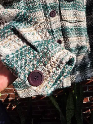 ZARA Combination Green Plaid Italian Fabric Jacket XS thumbnail 3