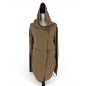 Elaine Kim Convertible Hooded Cardigan Sweater Zip Hem Cotton‎ Size P thumbnail 4
