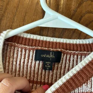 Ontwelfth puff sleeve striped short sleeve knit top M thumbnail 5