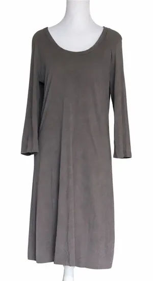 Garnet Hill Dress Medium Gray A-Line 3/4 Sleeve Scoop‎ Neck Trapeze Hong Kong thumbnail 1