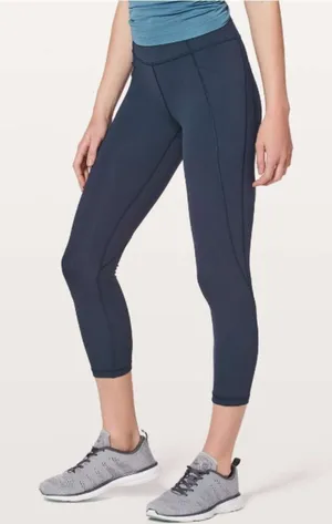 Lululemon‎ Time To Sweat Crop 23" Navy Blue Leggings Sz 4 thumbnail 1