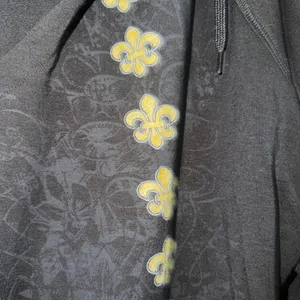 Emerson Street Women Stretch Hooded Top Size XL Black Fleur De Lis Saints French thumbnail 2