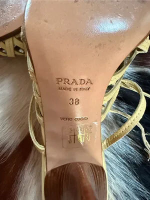 Prada Yellow Leather Woven Slingback Heels thumbnail 7
