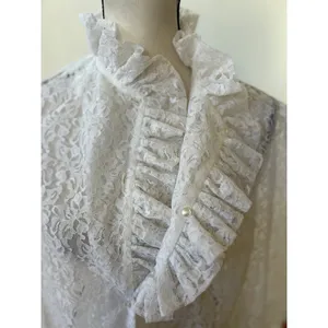 Vintage 90s White Lace Sheer Blouse Victorian Romantic Whimsygoth Coquette thumbnail 2