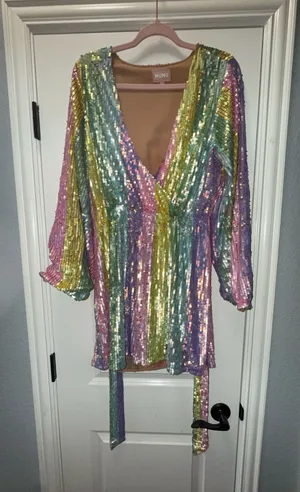 Show Me Your Mumu Rainbow Sequin Mini Dress thumbnail 1
