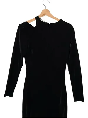 NEW REISS Macey Velvet Midi Dress in Black Size 4 thumbnail 10