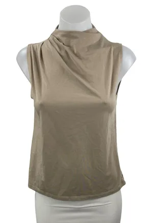Abercrombie & Fitch Paloma Women's Beige Draped Sleeveless Mock Neck Tank Top XS thumbnail 1