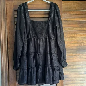 Altar’d State Shiny Black Dress thumbnail 4