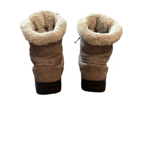 Sorel Women Taupe Suede Winter Boots Faux Fur Trim Lace Up Snow Boots Size 8 thumbnail 2