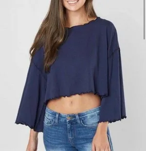 Free People Blue Crop Top thumbnail 1