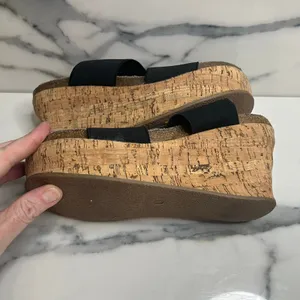 Beach by Matisse Wmns Black Strap Cork Wedge Bare All Sandals Sz 8 Beachy Resort thumbnail 6