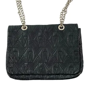 Badgley Mischka Black Faux Leather Vegan Chain Crossbody Purse Bag Handbag OS thumbnail 2
