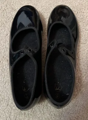Capezio Tap Dance Shoes Sz 6 Black Patent Sleek Dancing Ballet Jazz Minimalist thumbnail 1