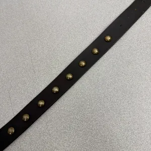 Donald J Pliner Belt Womens Small Black Studded Leather Brass Buckle Skinny thumbnail 4