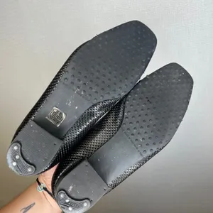 D.O.T.S. Black Woven Leather Square Toe Ballet Flats Made in Italy Size 42.5 thumbnail 6