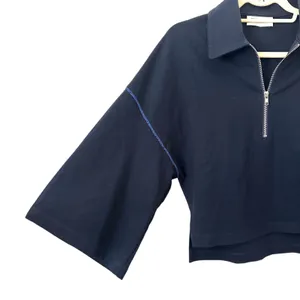 SAINTART Wide Sleeve Quarter Zip Sweatshirt‎ Navy Small thumbnail 3