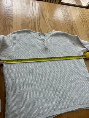 Vintage‎ L.L. Bean Sweater Womens Large Cream Henley Cotton Knit USA Made 90s thumbnail 6