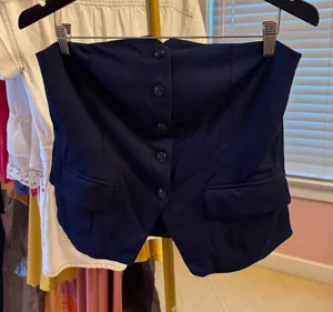 Button up strapless blazer top Blue Size XL thumbnail 1