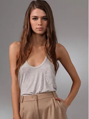Club Monaco Gray Sleeveless Racerback Pocket Tank Top Women's Size XS thumbnail 1