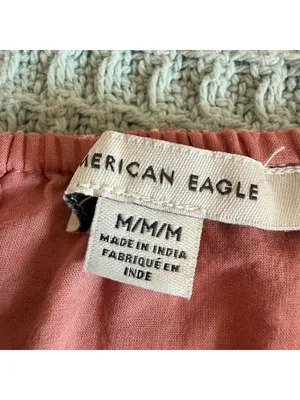 American Eagle Linen Blend Cropped Tank Top Women Medium Pink Orange Floral Boho thumbnail 4