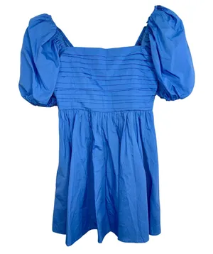 Abercrombie & Fitch Blue Smocked Back Puff Sleeve Mini Dress Womens Size XS P thumbnail 1