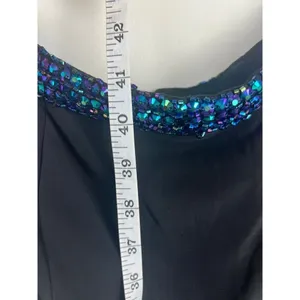 Tiffany Designs Black Formal Maxi Skirt Beaded Waist High Slit Train Size 4 thumbnail 7
