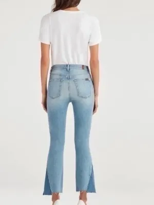 7 For All Mankind Light Blue Split-Hem Flare Jeans thumbnail 5