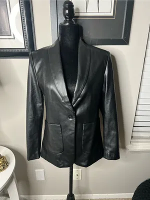 Elan classic faux leather blazer small‎ thumbnail 5