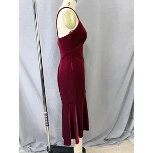 THEIA Burgundy Velvet Spaghetti Strap Mermaid Trumpet Gown‎ NWT Size 8 $495 thumbnail 8