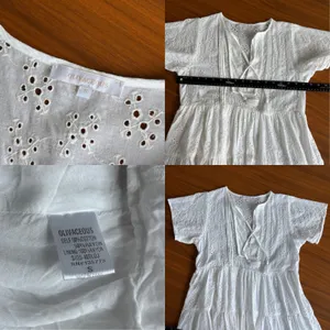 Olivaceous Eyelet‎ Sundress S White Cottagecore Summer Beachy Coquette Preppy thumbnail 4