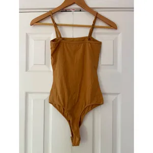 Bozzolo Womens Mustard Tan Cotton Blend Spaghetti Strap‎ Thong Bodysuit Small thumbnail 2