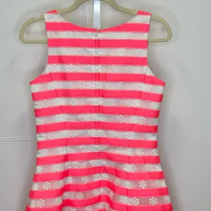 Lilly Pulitzer Joslin Fiesta Bright Pink White Floral Striped Joslin Dress Sz 4 thumbnail 6