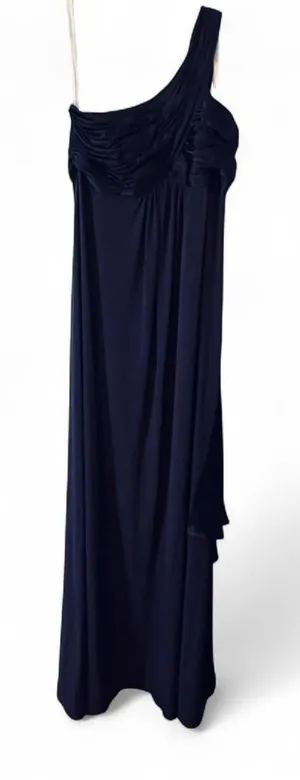David's Bridal One-Shoulder Maxi Dress Deep Purple Goth thumbnail 1