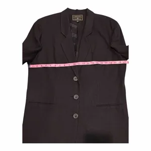 Vintage 90s Express Black Blazer‎ Made in USA Linen Rayon Tailored Jacket Med thumbnail 4