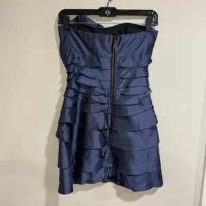 BCBGeneration Womens Flower Ruffle Strapless Cocktail Dress Blue Size 2 XS thumbnail 2