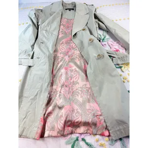 1 Madison Classic Double Breasted Belted Trench Coat Light Sage Green Size S‎ thumbnail 9