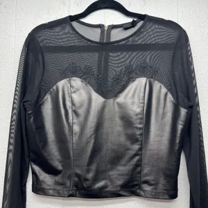 Iris Los Angeles Faux Leather Mesh Top Women XL Whimsigoth Witchy Y2K Dark Fairy thumbnail 2