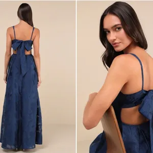 LULU's Prom Wedding Bridesmaid Floral Boho Flowy Sexy Tie-Back Maxi Dress thumbnail 4