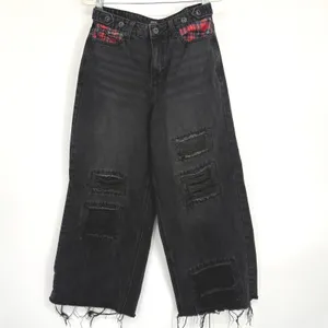 Hot Topic‎ Social Collision Black Wide Leg Cropped Jeans Womens SM Grunge Retro thumbnail 2