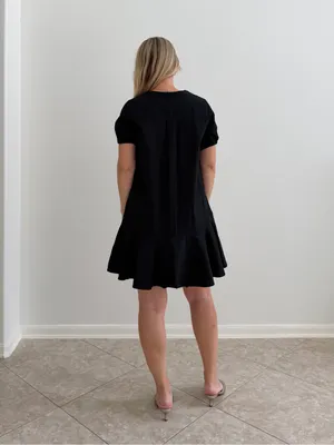 NWT J.Crew Black Cotton Drop Waist Mini Dress 6 thumbnail 2