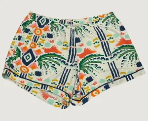 Emily McCarthy Ikat Jungle Tropical Multi Print Pima Cotton Pajama Shorts Small thumbnail 1